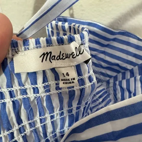 Madewell Empire Waist Tiered Striped Cross Back Maxi Dress US Women's 14 Plus - Picture 7 of 11